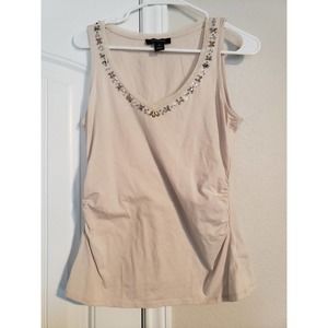 White House Black Market Cream tank size small with gems
